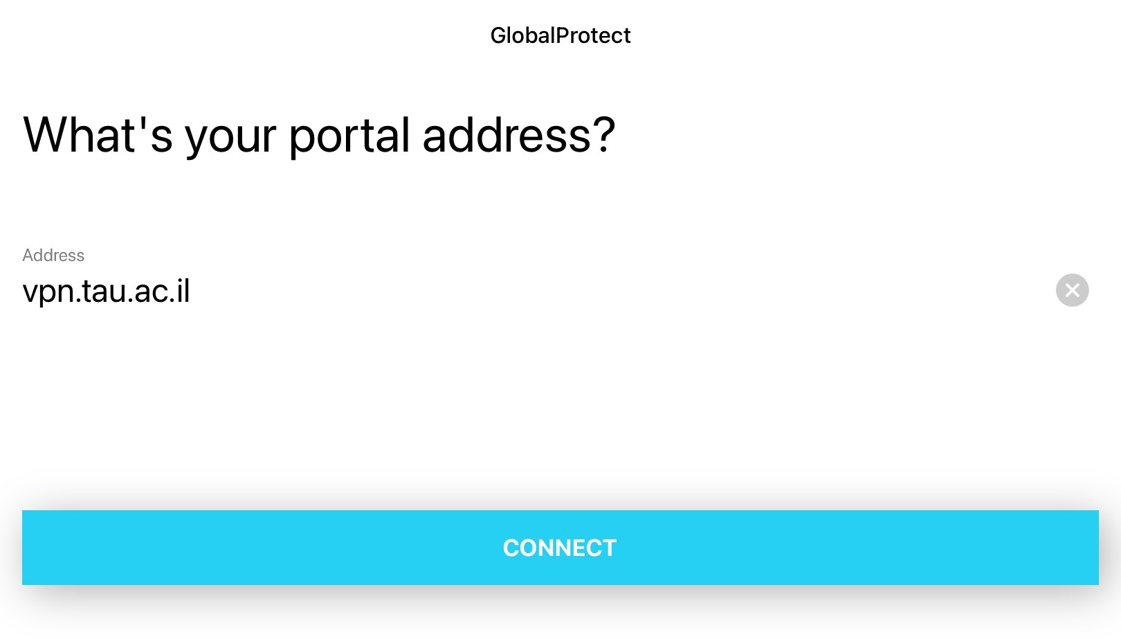 Enter the vpn address and tap connect